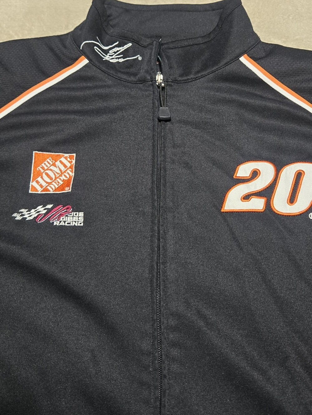 Chase Authentics Home Depot #20 Tony Stewart Black Full Zip Jacket Mens Size 2XL